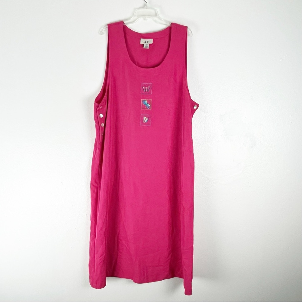 T Y Originals Pink Accent Buttons Maxi Dress 20W Spring Summer Casual Resortwear
